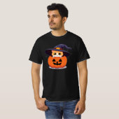 Katze mit Hexenhut zu Halloween Jack-O-Lantern T-Shirt (Vorne ganz)