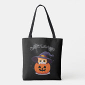 Katze mit Hexenhut zu Halloween Jack-O-Lantern Tasche (Rückseite)
