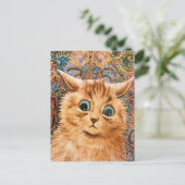 Katze mit Hintergrundbild, Louis Wain Postkarte (Stehend Vorderseite)