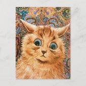 Katze mit Hintergrundbild, Louis Wain Postkarte (Vorderseite)