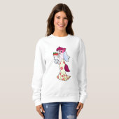 Katze mit Hochzeitskleid & Blume Sweatshirt (Vorne ganz)