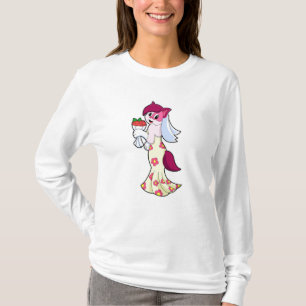 Katze mit Hochzeitskleid und Blumenstrauß T-Shirt