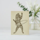 Katze mit Hula Hoop Postkarte (Stehend Vorderseite)
