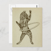 Katze mit Hula Hoop Postkarte (Vorne/Hinten)