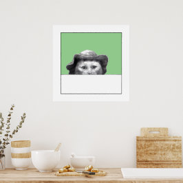 Katze mit Hut (Moegi) Poster