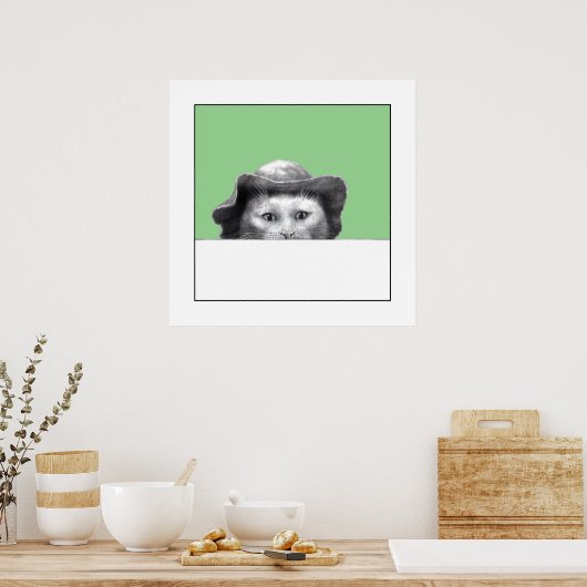 Katze mit Hut (Moegi) Poster (Küche)