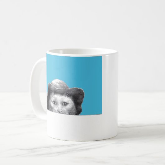 Katze mit Hut (Old-School Blue) Kaffeetasse (Vorderseite Links)