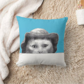 Katze mit Hut (Old-School Blue) Kissen (Decke)