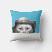 Katze mit Hut (Old-School Blue) Kissen (Rückseite)