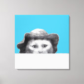 Katze mit Hut (Old-School Blue) Leinwanddruck (Vorderseite)