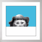 Katze mit Hut (Old-School Blue) Poster (Vorne)