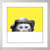 Katze mit Hut (Retro-Gelb) Poster (Vorne)