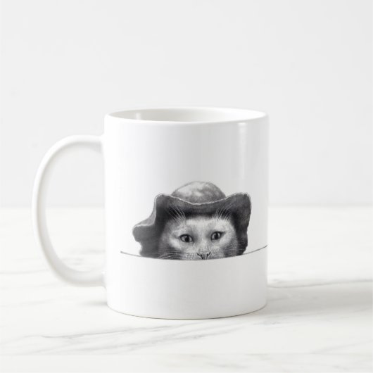 Katze mit Hut (Schnee) Kaffeetasse (Links)