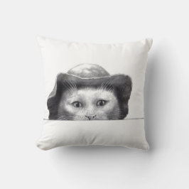 Katze mit Hut (Schnee) Kissen