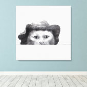 Katze mit Hut (Schnee) Leinwanddruck (Insitu (Holzboden))