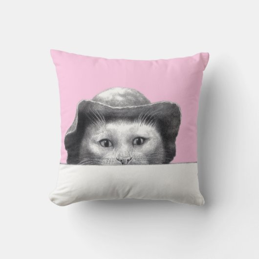 Katze mit Hut (Ume) Kissen (Vorderseite)