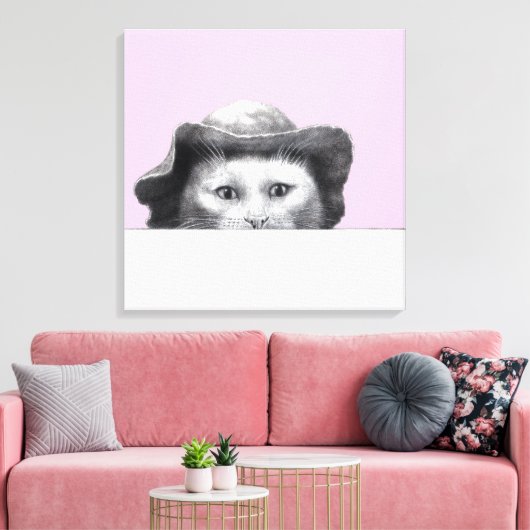 Katze mit Hut (Ume) Leinwanddruck (Insitu (Wohnzimmer))