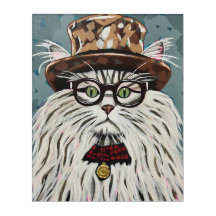 Katze mit Hut und Brille