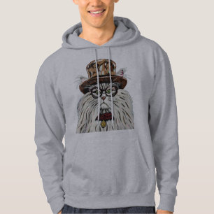 Katze mit Hut und Brille Hoodie