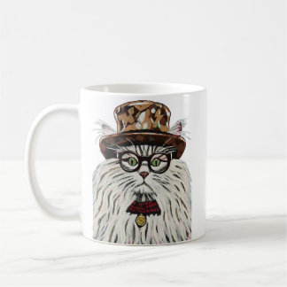 Katze mit Hut und Brille Kaffeetasse