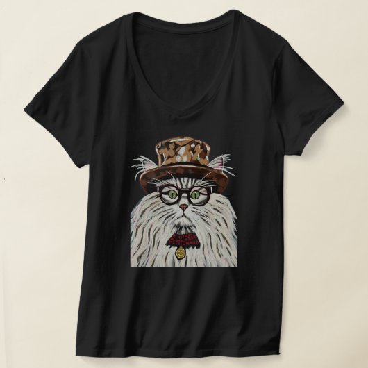 Katze mit Hut und Brille T-Shirt (Ablage )