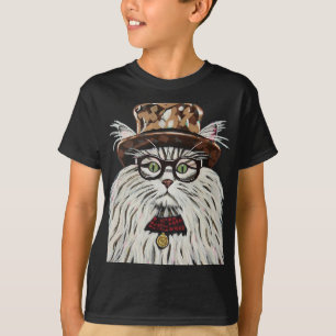 Katze mit Hut und Brille T-Shirt