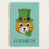 Katze mit Hut und Kleeblatt St Patricks | Personal Planer (Vorderseite)