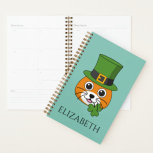 Katze mit Hut und Kleeblatt St Patricks   Personal Planer