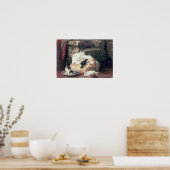 Katze mit ihren Kätzchen auf einem Kissen Poster (Küche)