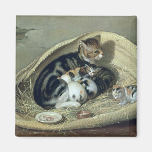 Katze mit ihren Kätzchen in einem Korb, 1797 Magnet (Vorne)