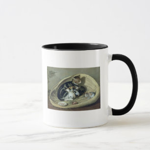 Katze mit ihren Kätzchen in einem Korb, 1797 Tasse