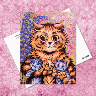 Katze mit ihren Kätzchen Louis Wain Postkarte