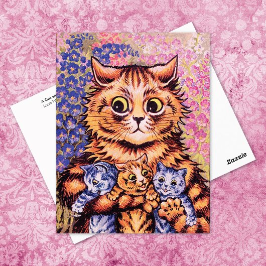 Katze mit ihren Kätzchen Louis Wain Postkarte