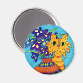 Katze mit Iren in Talavera Vase Magnet (Vorderseite/Rückseite)