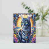 Katze mit Juwelen im lebendigen Fantasiegarten Postkarte (Stehend Vorderseite)