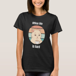 Katze mit Kaffee Büro Spaß Sachen T-Shirt