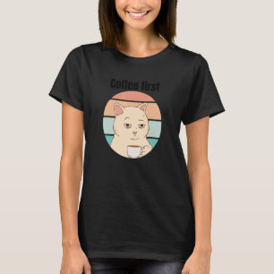 Katze mit Kaffee Büro Spaß Zeug 6 T-Shirt