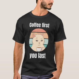 Katze mit Kaffee Büro Spaß Zeug T-Shirt