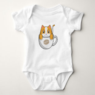Katze mit Kaffee-Cup Baby Strampler