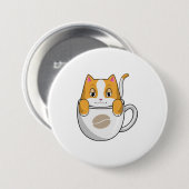 Katze mit Kaffee-Cup Button (Vorne & Hinten)