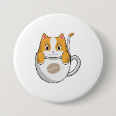 Katze mit Kaffee-Cup Button (Vorderseite)