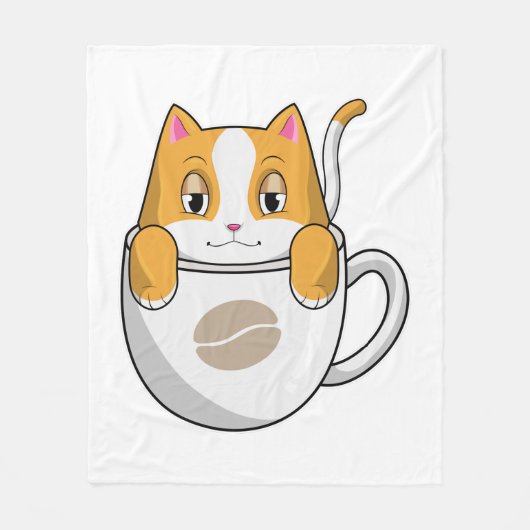 Katze mit Kaffee-Cup Fleecedecke (Vorderseite)