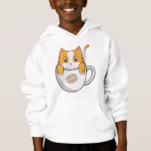 Katze mit Kaffee-Cup Hoodie (Vorderseite)