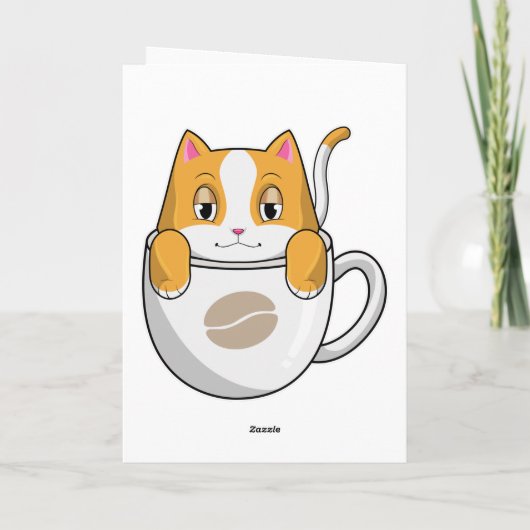 Katze mit Kaffee-Cup Karte (Rückseite)