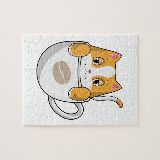 Katze mit Kaffee-Cup Puzzle (Horizontal)