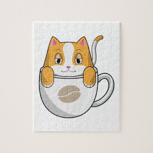 Katze mit Kaffee-Cup Puzzle (Vertikal)