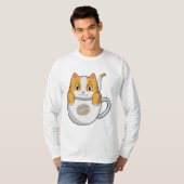 Katze mit Kaffee-Cup T-Shirt (Vorne ganz)