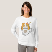 Katze mit Kaffee-Cup T-Shirt (Vorne ganz)