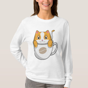 Katze mit Kaffee-Cup T-Shirt