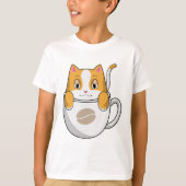 Katze mit Kaffee-Cup T-Shirt (Vorderseite)